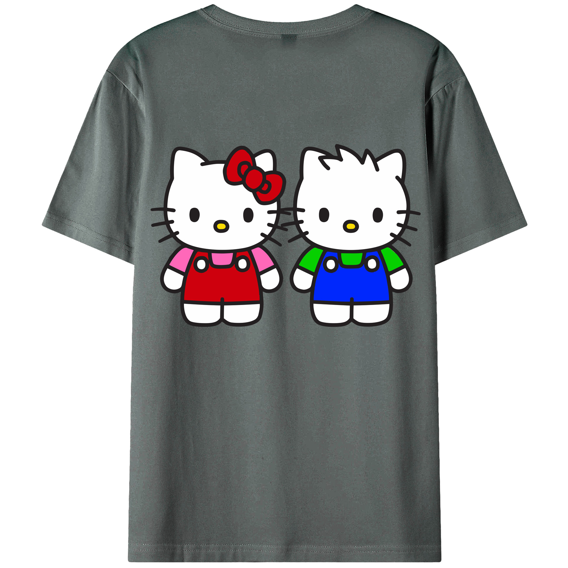 （画像用） Hello Kitty ハローキティ 綿100％ メンズ半袖Tシャツ（バックプリント） 通気性